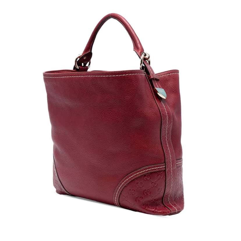 Gucci Large Guccissima Trimmed Leather Signoria Hobo Bag Red Leather Fair condition - Back View