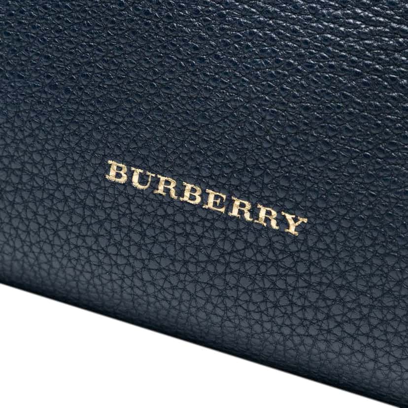 Burberry Medium Leather and House Check Banner Satchel Blue Leather Good condition - Box View