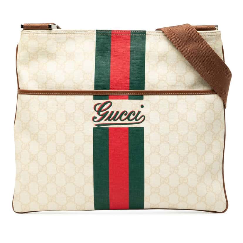 Gucci GG Supreme Web Logo Crossbody White Canvas Good condition - Front View