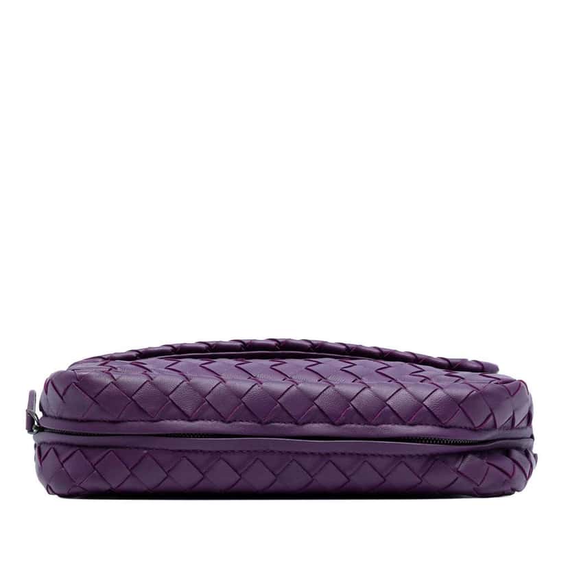Bottega Veneta Mini Nappa Intrecciato Expandable Chain Flap Crossbody Purple Leather Good condition - Inside View