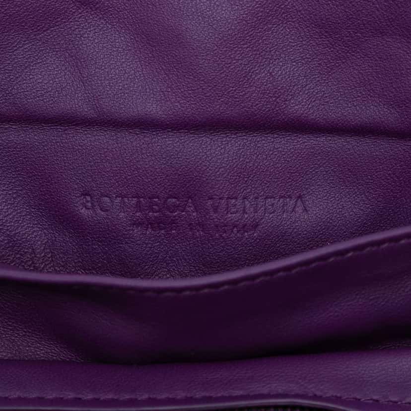 Bottega Veneta Mini Nappa Intrecciato Expandable Chain Flap Crossbody Purple Leather Good condition - Box View
