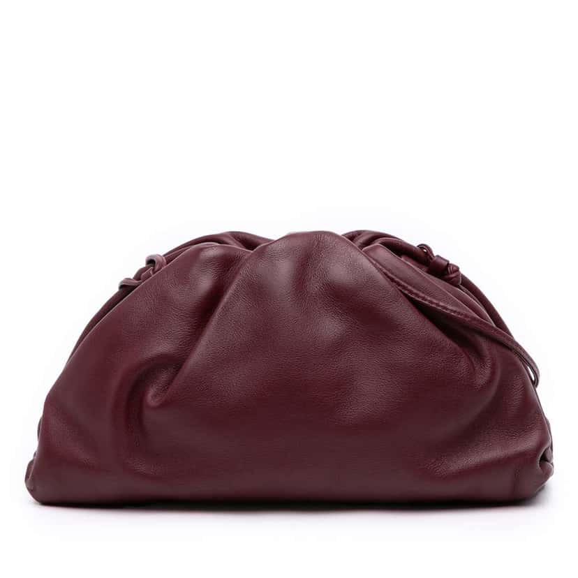Bottega Veneta Lambskin The Mini Pouch Crossbody Red Leather Good condition - Front View