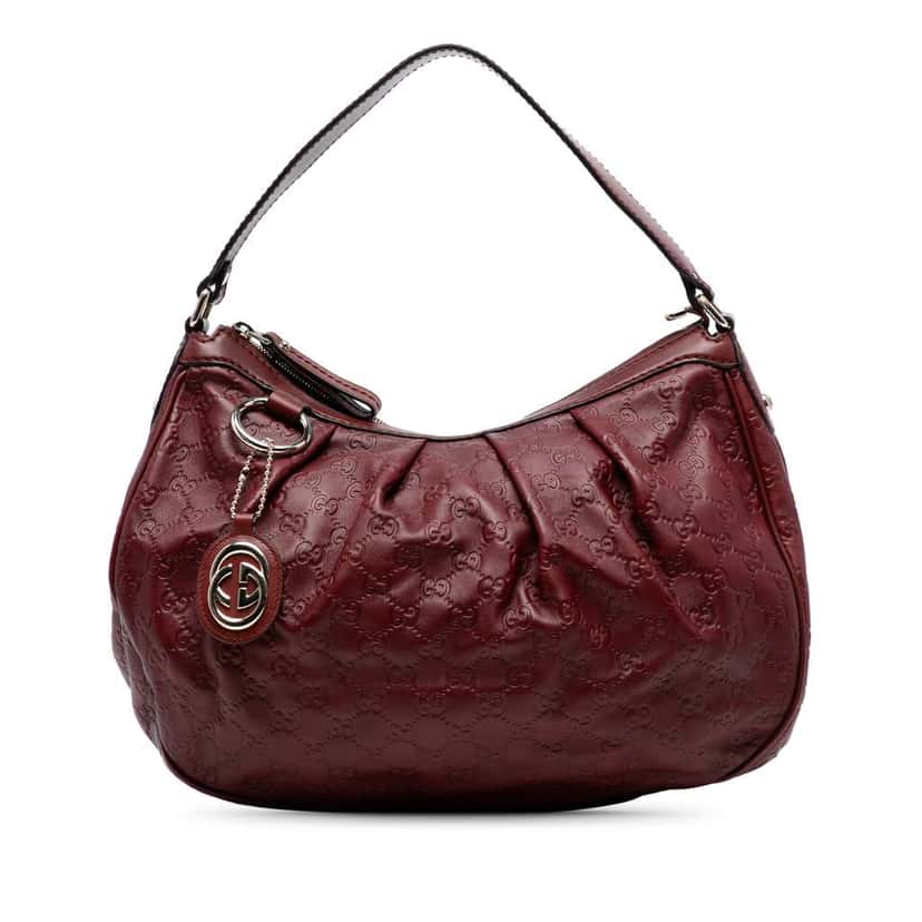Gucci Guccissima Sukey Shoulder Bag Red Leather Good condition - Front View