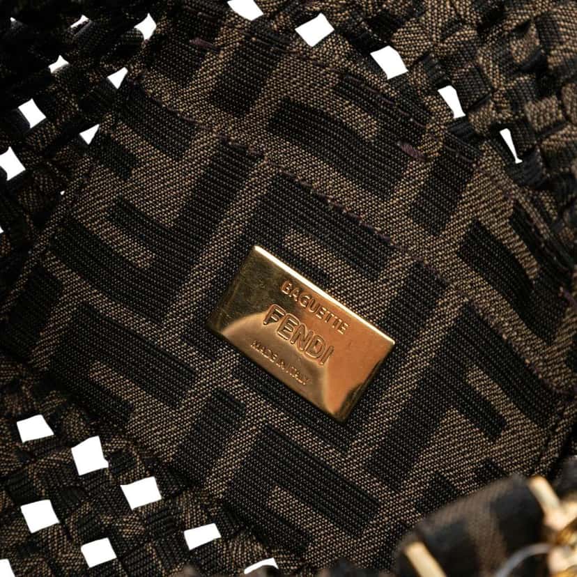 Fendi Mini Interlaced Canvas Zucca Baguette Satchel Brown Canvas Good condition - Box View