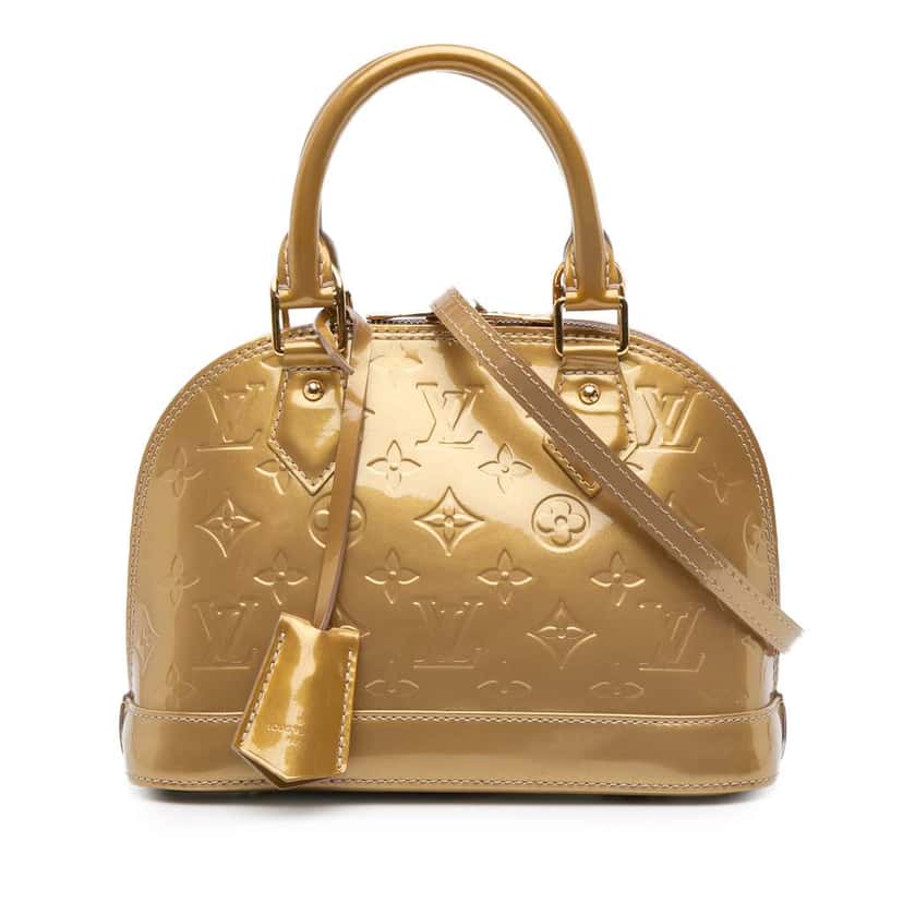 Louis Vuitton Monogram Vernis Alma BB Gold Leather Good condition - Front View