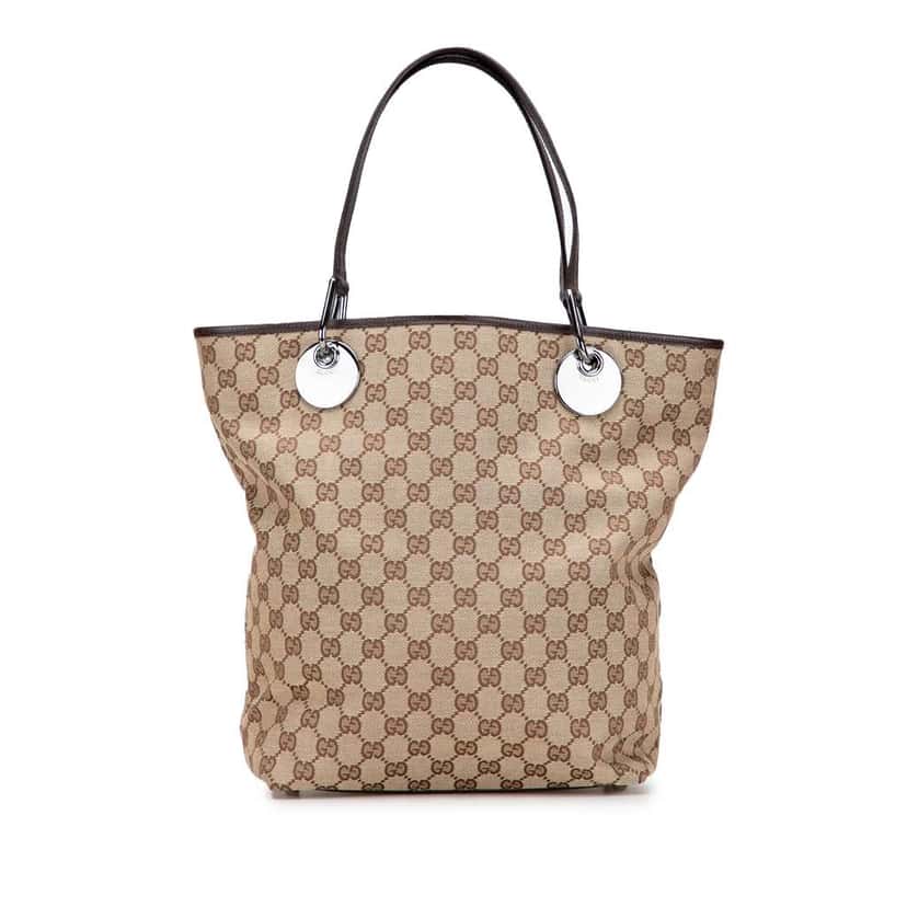 Gucci Large GG Canvas Eclipse Tote Brown Canvas Good condition - Front View