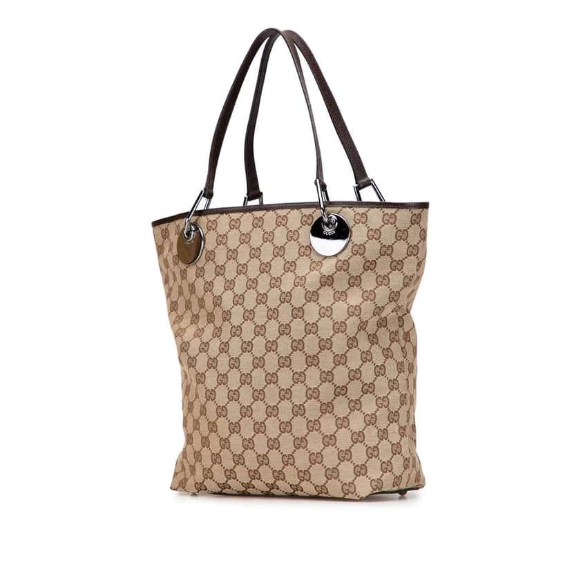 Gucci Large GG Canvas Eclipse Tote Brown Canvas Good condition - Back View