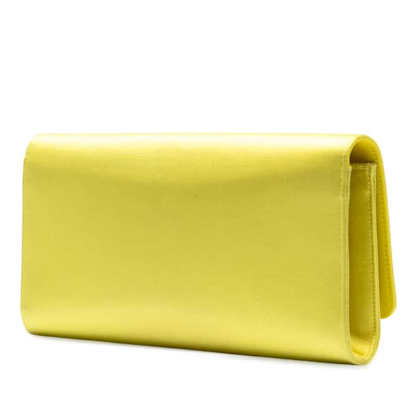 Gucci Satin Crystals Broadway Clutch Yellow Satin Good condition - Back View