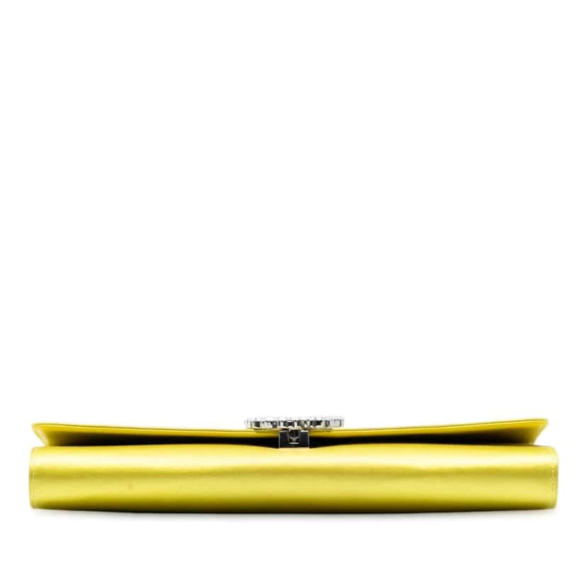 Gucci Satin Crystals Broadway Clutch Yellow Satin Good condition - Inside View