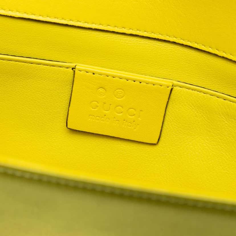 Gucci Satin Crystals Broadway Clutch Yellow Satin Good condition - Box View