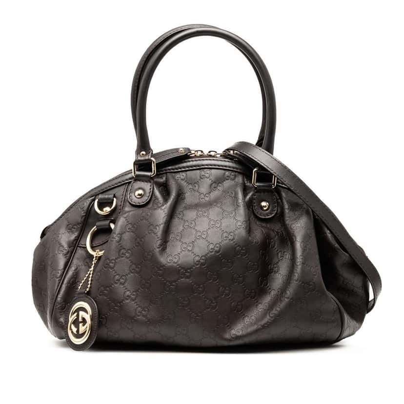 Gucci Guccissima Sukey Satchel Brown Leather Good condition - Front View