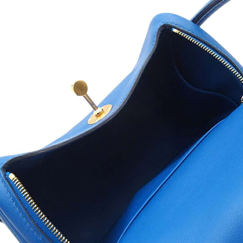 Hermès Mini Swift Lindy 20 Blue Leather Good condition - Model View