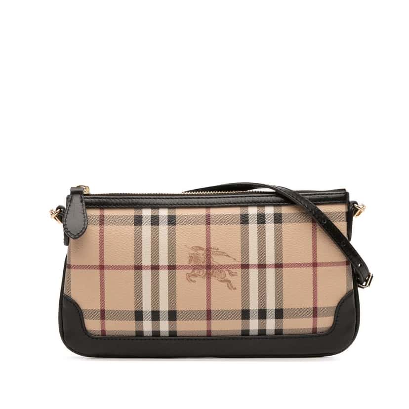Burberry Haymarket Check Coated Canvas Crossbody Brown Canvas Good condition - Front View