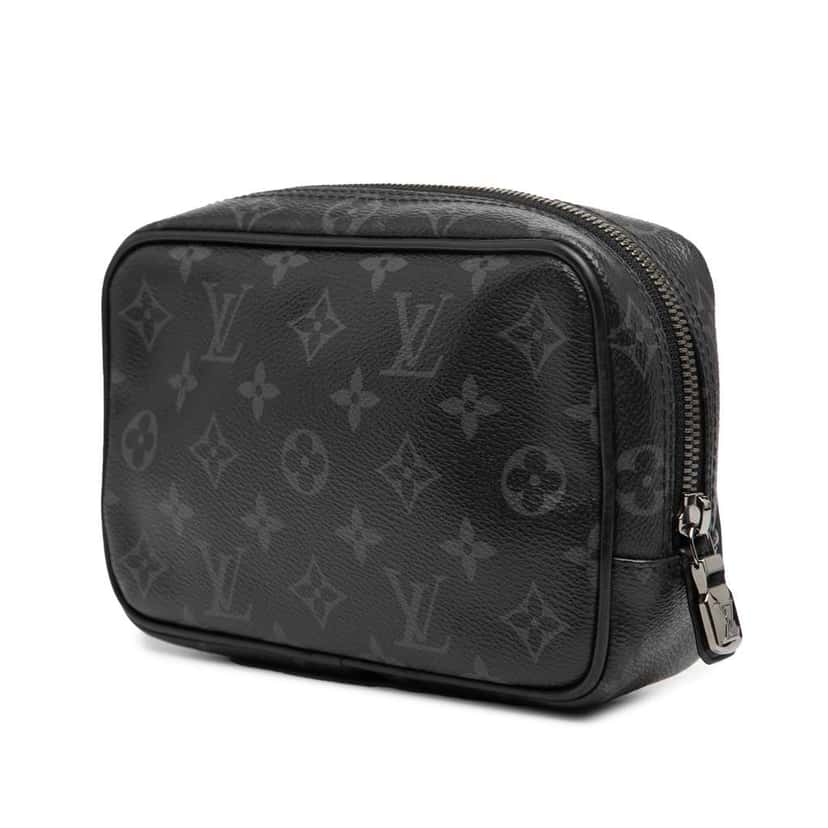 Louis Vuitton Monogram Eclipse Toilet Pouch PM Black Good condition - Back View