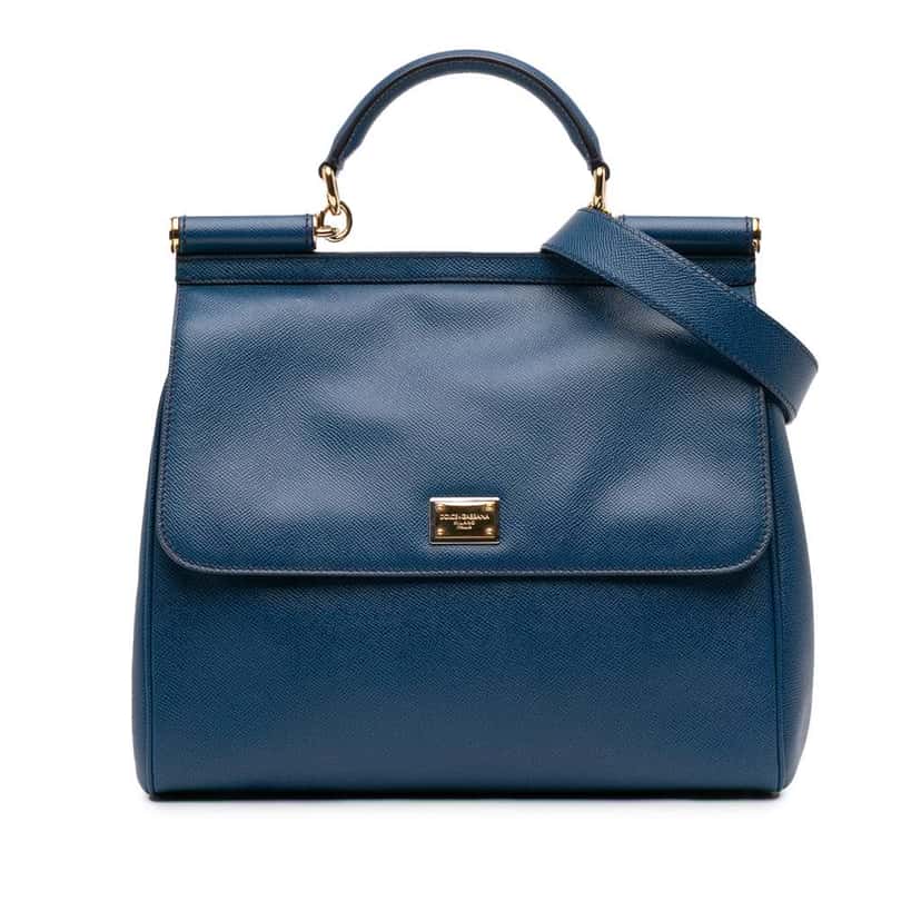 Dolce & Gabbana Large Calfskin Miss Sicily Satchel Blue Leather Good condition - Front View