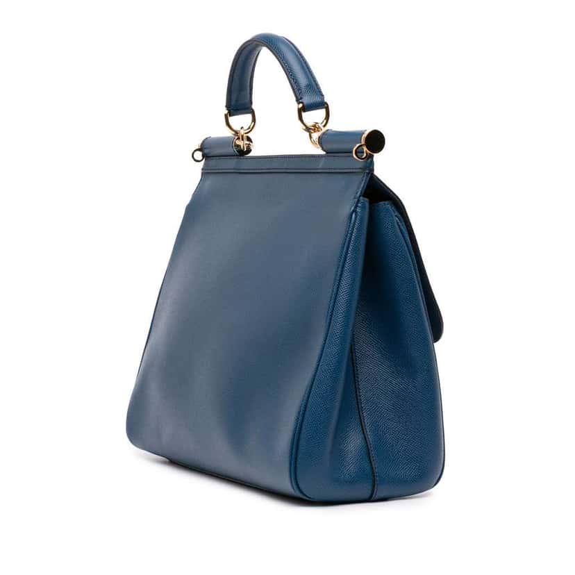 Dolce & Gabbana Large Calfskin Miss Sicily Satchel Blue Leather Good condition - Back View