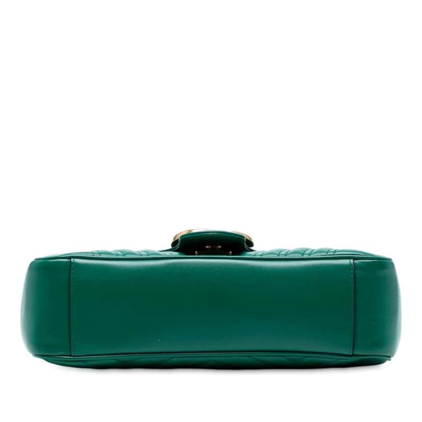 Gucci Medium GG Marmont Matelasse Leather Shoulder Bag Green Leather Good condition - Inside View