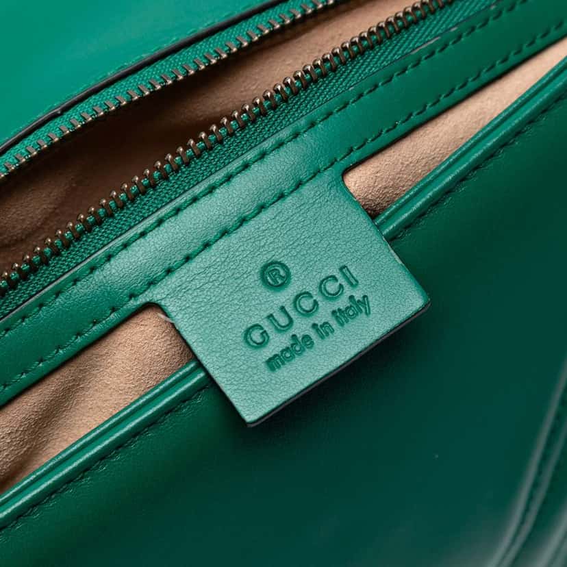 Gucci Medium GG Marmont Matelasse Leather Shoulder Bag Green Leather Good condition - Box View