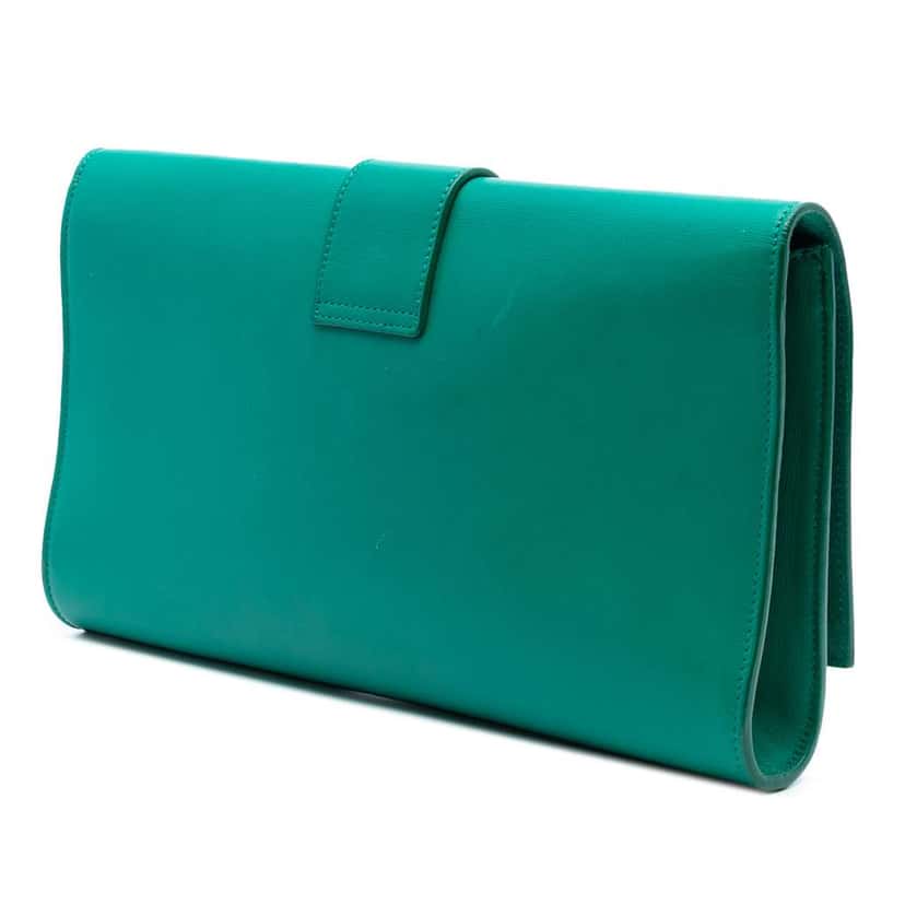 Saint Laurent Leather Chyc Ligne Clutch Green Leather Good condition - Back View