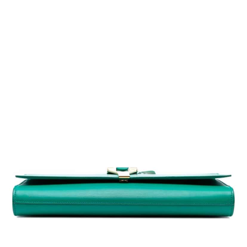 Saint Laurent Leather Chyc Ligne Clutch Green Leather Good condition - Inside View