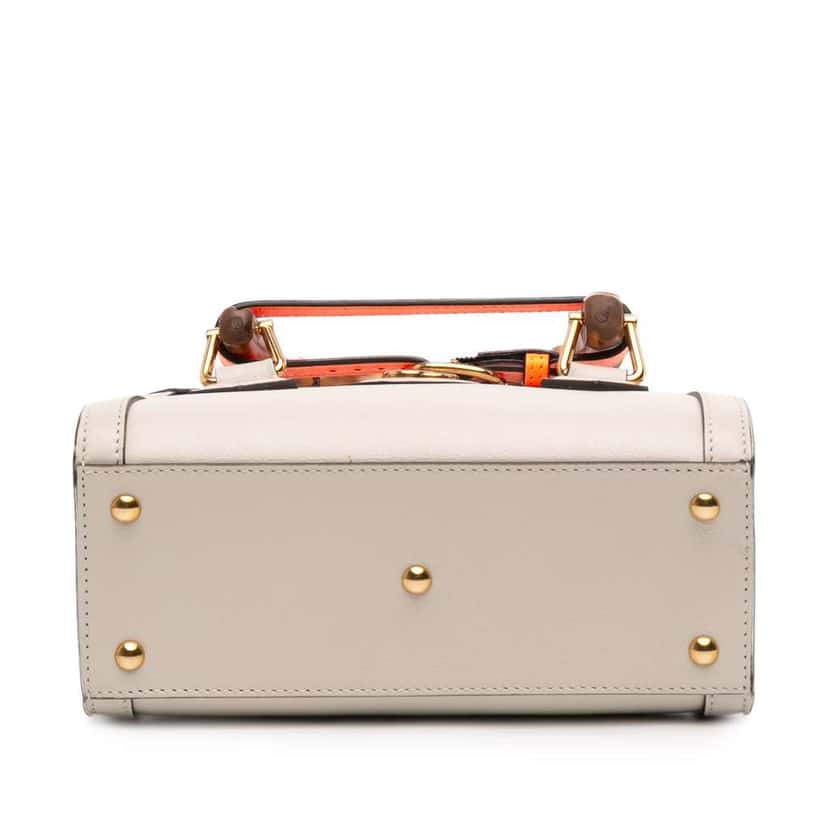 Gucci Mini Calfskin Bamboo Diana Satchel White Leather Good condition - Inside View