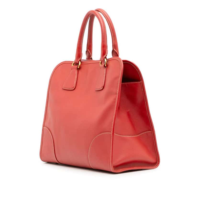 Prada Saffiano Lux Shopping Tote Red Leather Good condition - Back View