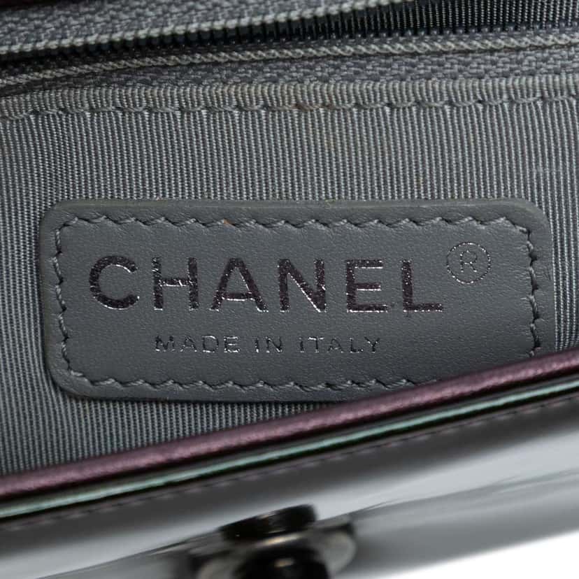 Chanel Small Patent Coco Boy Flap Purple Leather Good condition - Box View