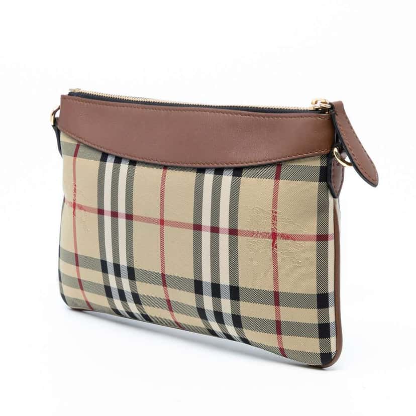 Burberry Haymarket Check Canvas Peyton Crossbody Brown Canvas Good condition - Back View
