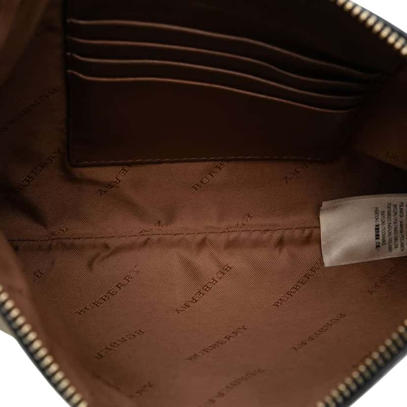 Burberry Haymarket Check Canvas Peyton Crossbody Brown Canvas Good condition - Model View