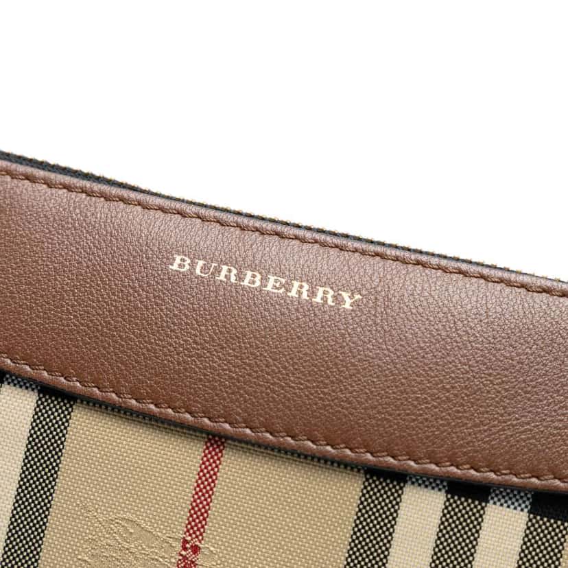 Burberry Haymarket Check Canvas Peyton Crossbody Brown Canvas Good condition - Box View