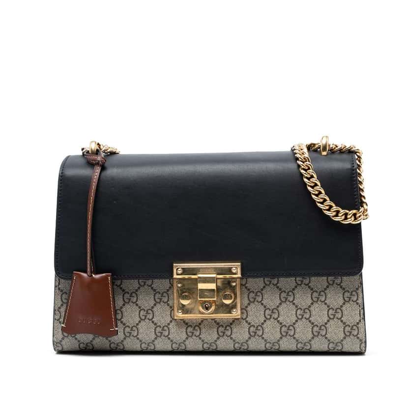 Gucci Medium GG Supreme Padlock Shoulder Bag Brown Canvas Good condition - Front View