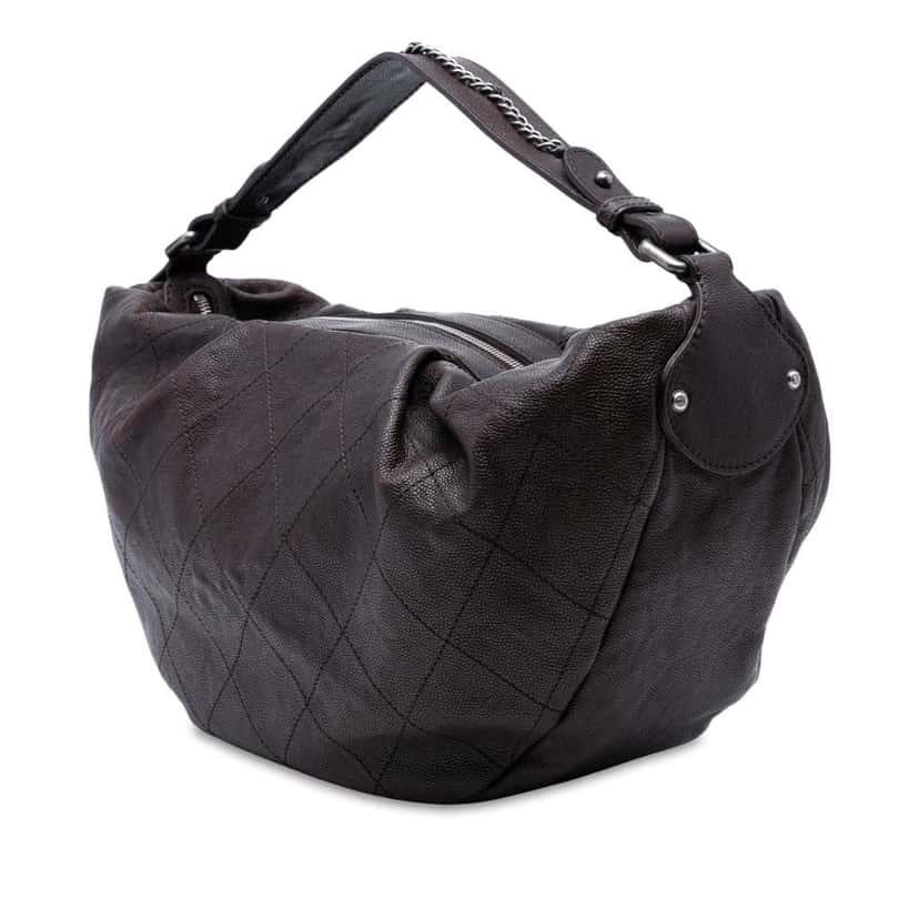 Chanel Large CC Caviar Outdoor Ligne Hobo Brown Leather Good condition - Back View
