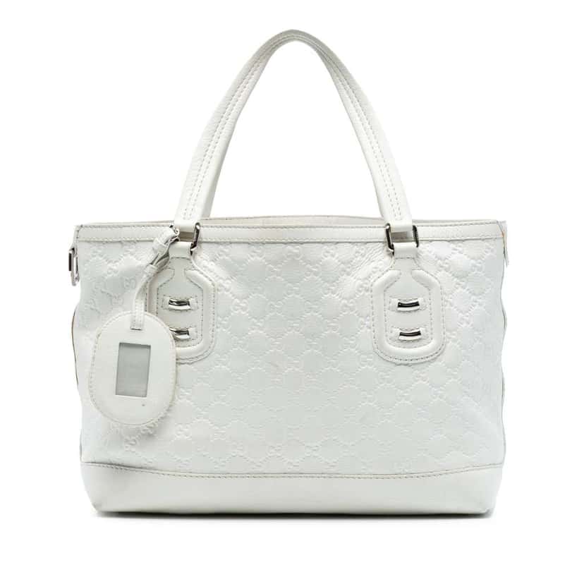 Gucci Guccissima Techno Tag Tote White Leather Very good condition - Front View
