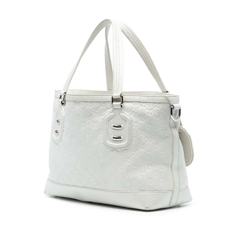 Gucci Guccissima Techno Tag Tote White Leather Very good condition - Back View