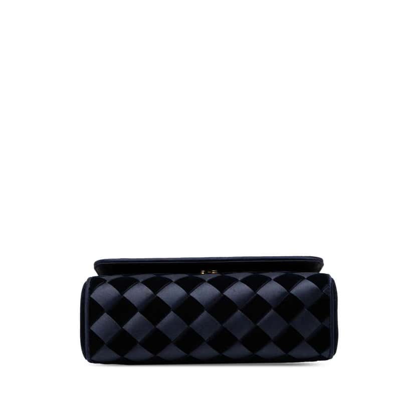 Bottega Veneta Velvet and Satin Intrecciato Top Handle Bag Blue Velvet Good condition - Inside View