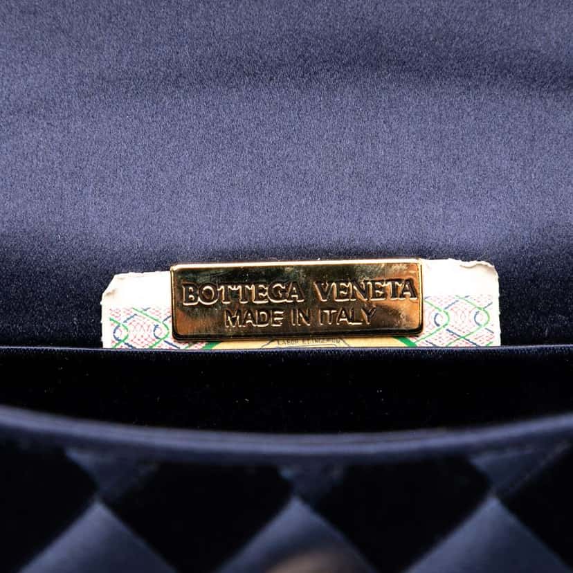 Bottega Veneta Velvet and Satin Intrecciato Top Handle Bag Blue Velvet Good condition - Box View