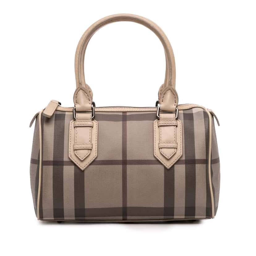 Burberry Smoke Check Coated Canvas Chester Boston Bag Brown Canvas Good condition - Front View