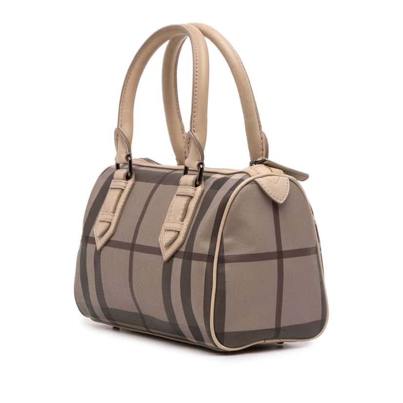 Burberry Smoke Check Coated Canvas Chester Boston Bag Brown Canvas Good condition - Back View
