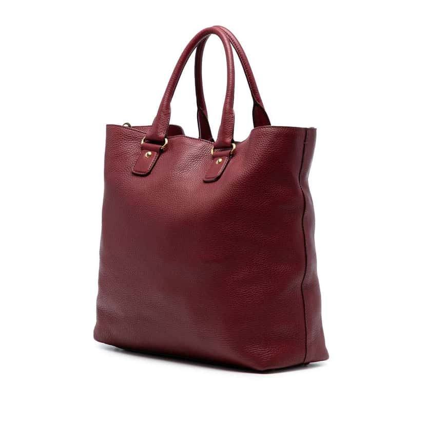 Prada Vitello Daino Open Convertible Tote Red Leather Good condition - Back View
