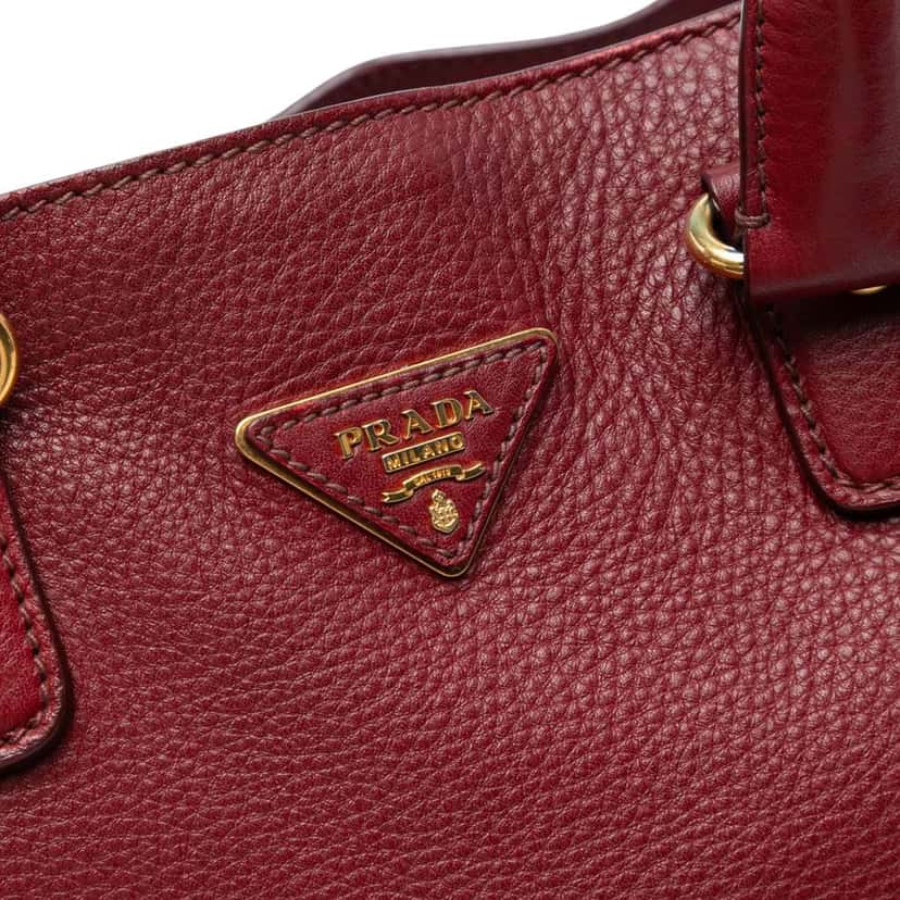 Prada Vitello Daino Open Convertible Tote Red Leather Good condition - Box View