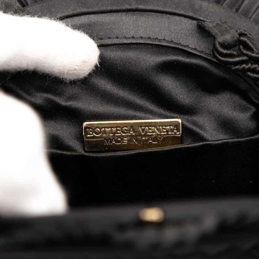 Bottega Veneta Satin Intrecciato Evening Bag Black Satin Good condition - Box View