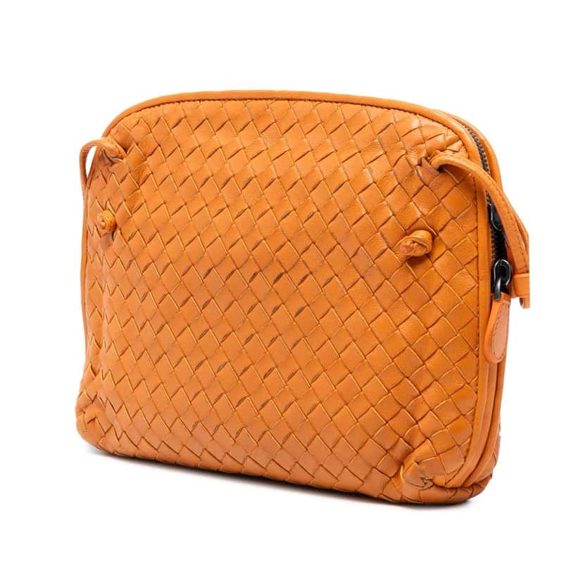 Bottega Veneta Nappa Intrecciato Nodini Crossbody Orange Leather Very good condition - Back View