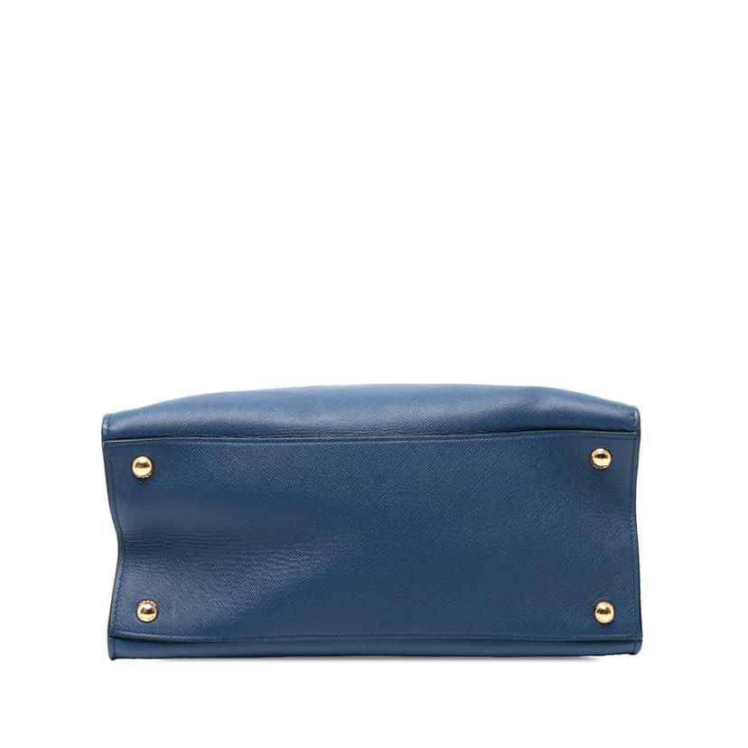 Prada Saffiano Soft Triple Pocket Tote Blue Leather Good condition - Inside View