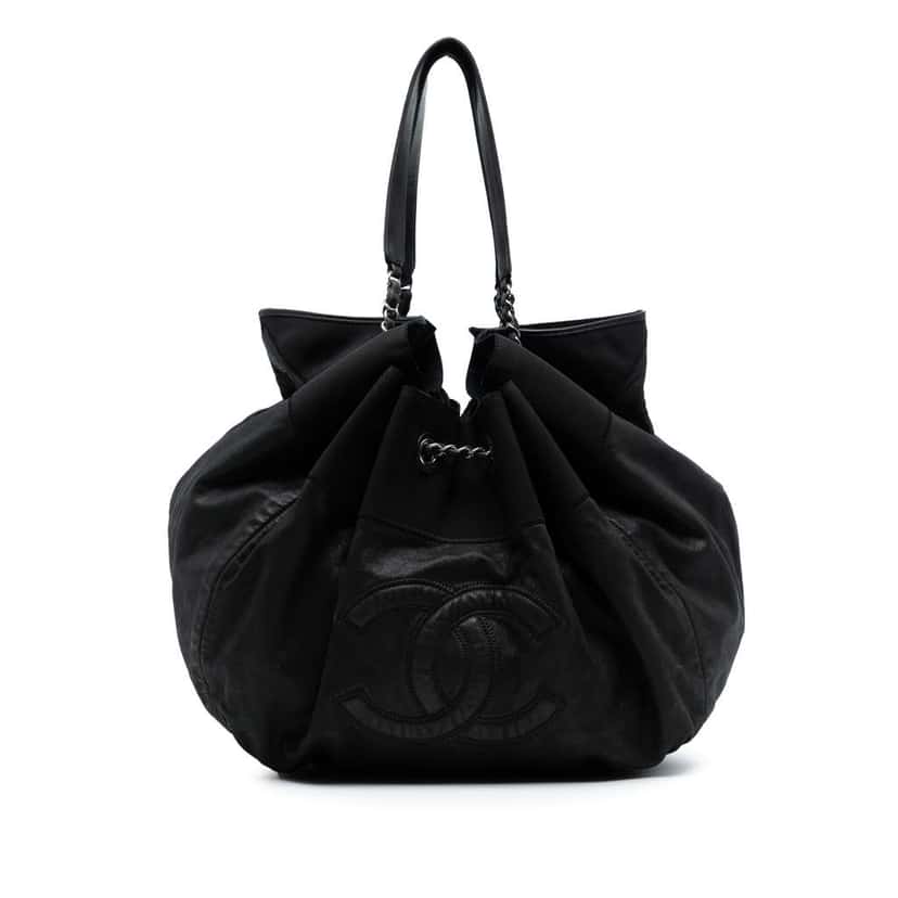 Chanel Lambskin Stretch Spirit Cabas Tote Black Leather Good condition - Front View