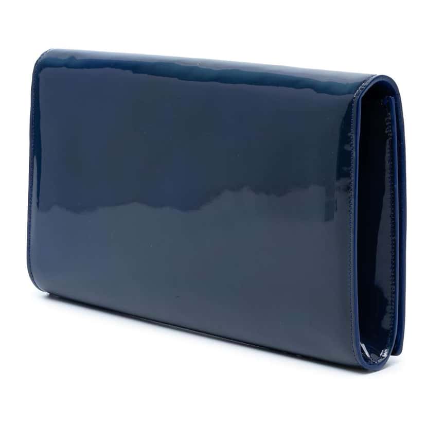 Saint Laurent Large Patent Belle De Jour Clutch Blue Leather Good condition - Back View
