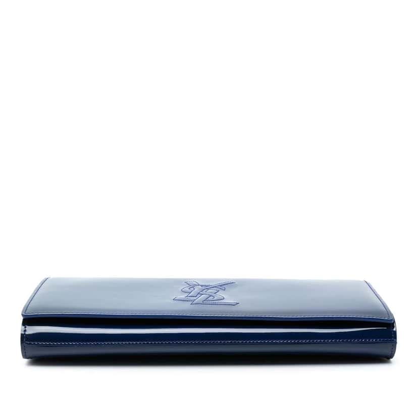 Saint Laurent Large Patent Belle De Jour Clutch Blue Leather Good condition - Inside View