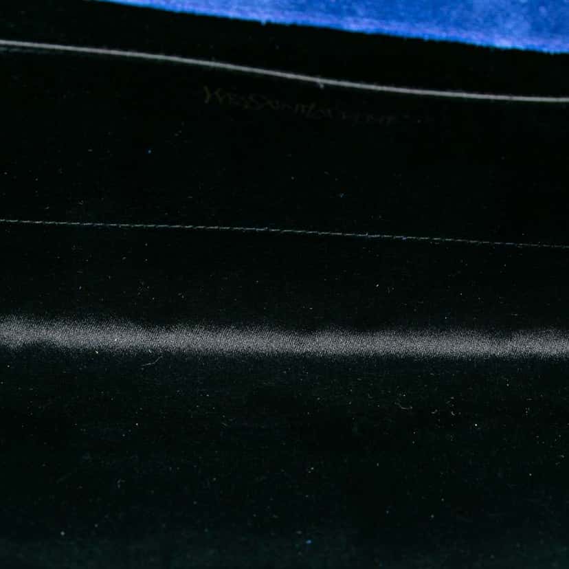 Saint Laurent Large Patent Belle De Jour Clutch Blue Leather Good condition - Model View
