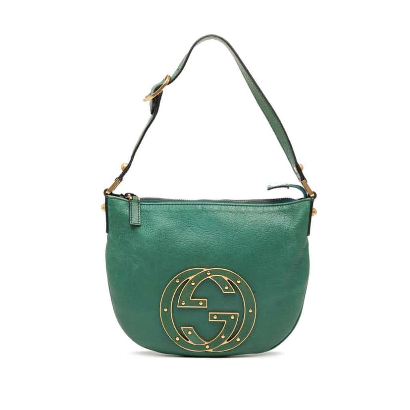 Gucci Small Leather Blondie Hobo Bag Green Leather Good condition - Front View