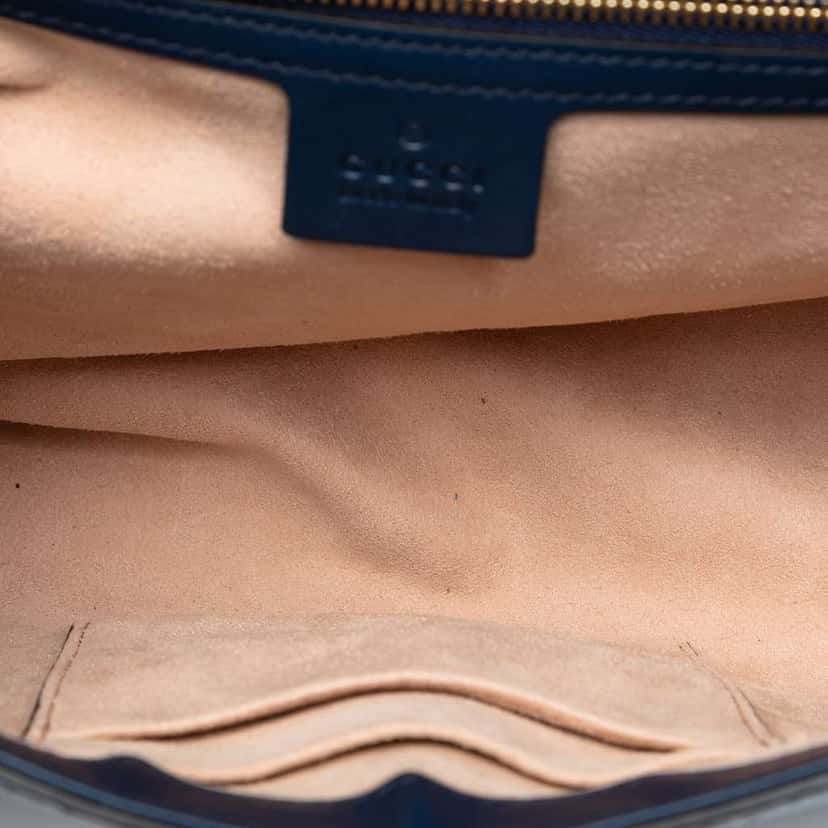 Gucci Medium Guccissima Padlock Shoulder Bag Blue Leather Good condition - Model View