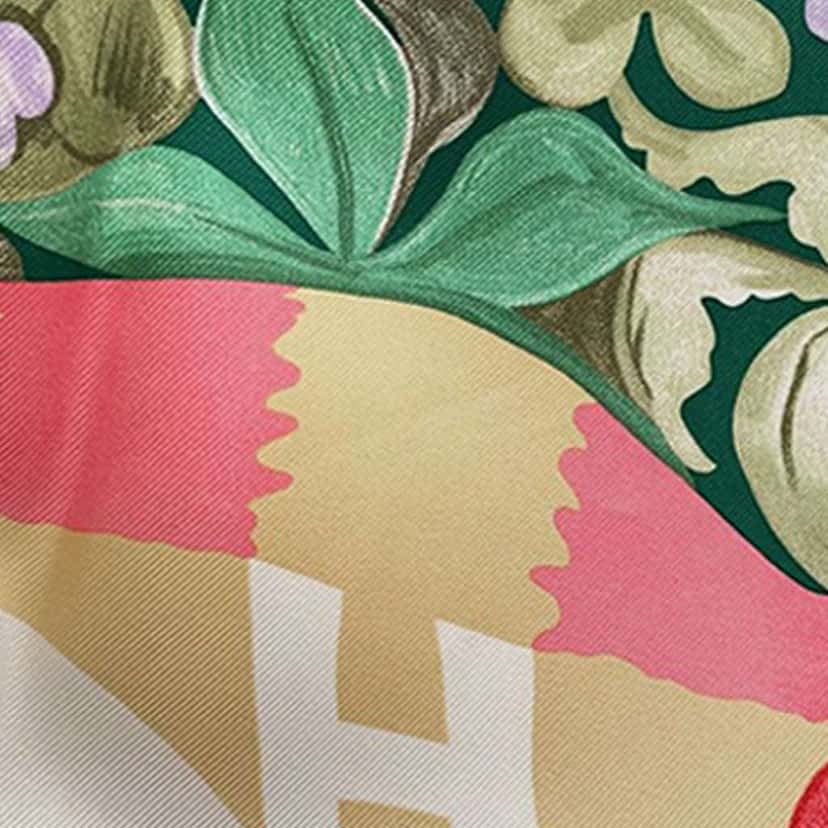Hermès Un Carre sur L Herbe Silk Scarf 90 Green Silk Very good condition - Box View
